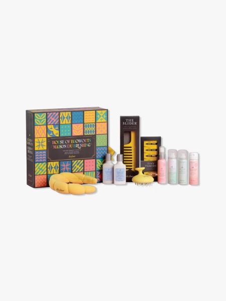 Drybar House of Blowouts Hair Styling Gift Set in branded component on a light gray background