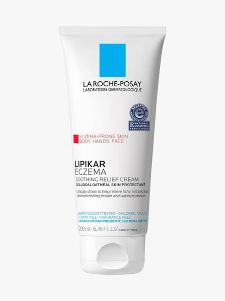 La Roche-Posay Lipikar Soothing Relief Eczema Cream in branded tube component on a light gray background
